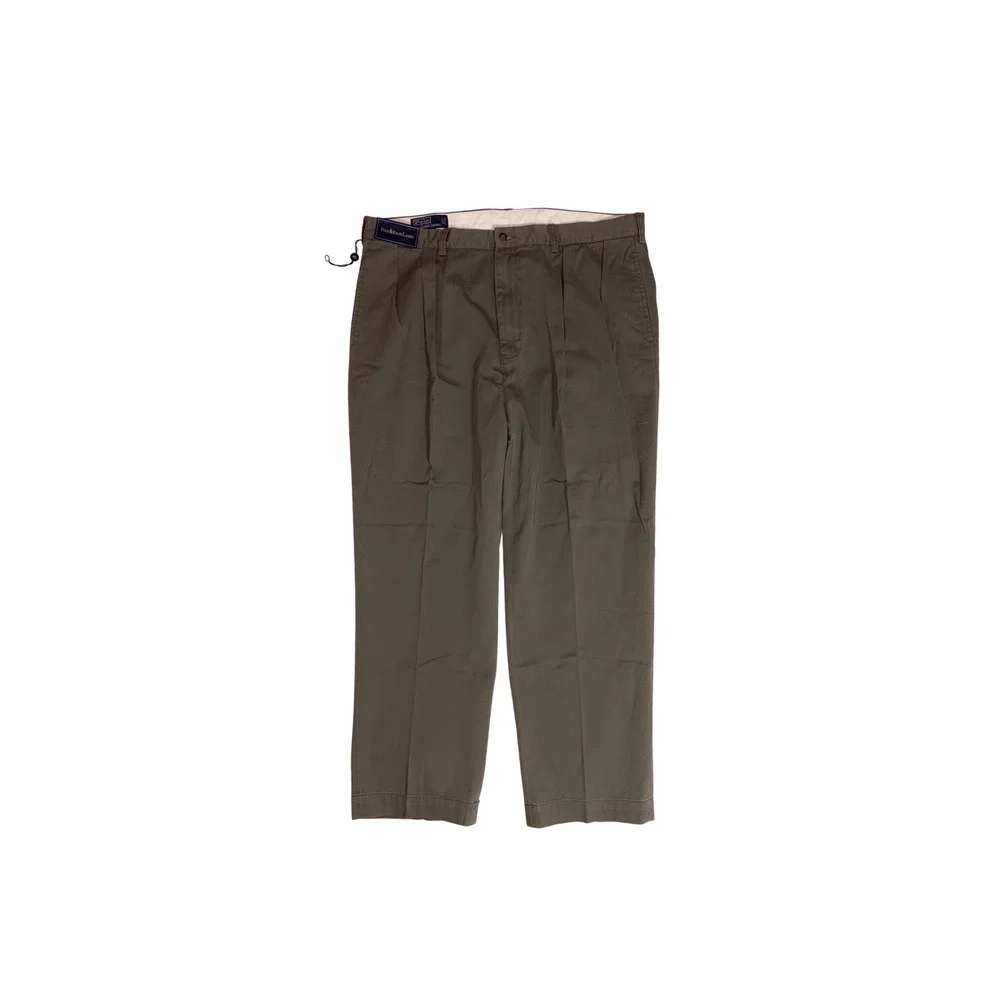 VINTAGE POLO RALPH LAUREN Andrew Pant Mens 40/30 Olive‎ Green Pleated Chino NEW